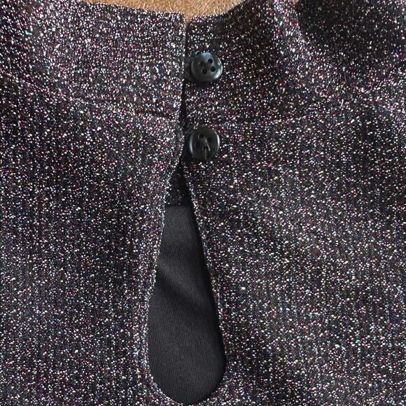 Primark Premium XS Multicolor Metallic Black Mock Neck Y2K Disco Halter Tank - Picture 7 of 8